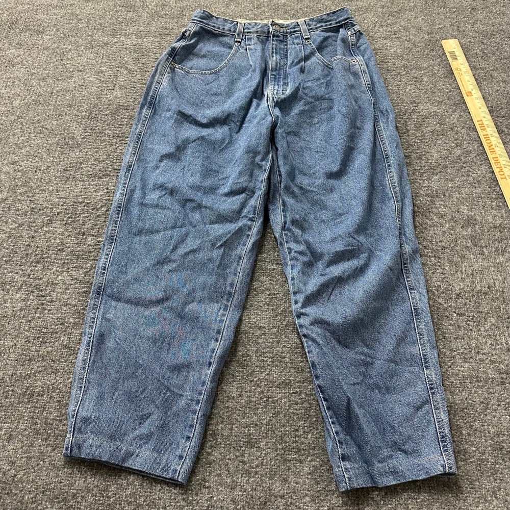 Brittania Jeans Womens Size 12 Blue Baggy Fit Pleated Tapered Medium Wash Denim